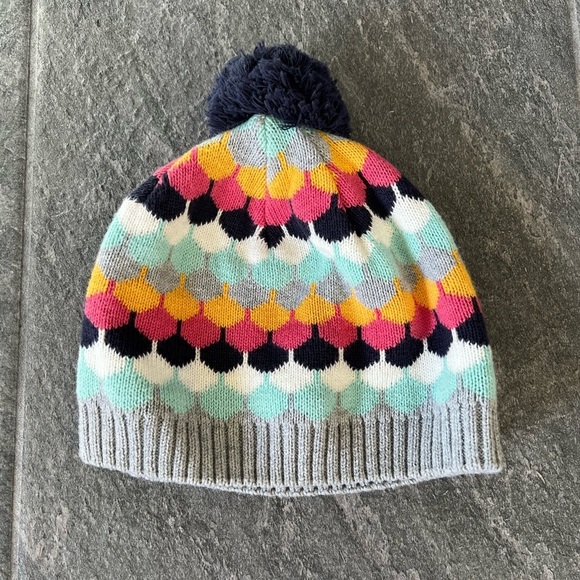 Hanna Andersson Geometric Print Knit Beanie Pom Pom Hat - Picture 1 of 4
